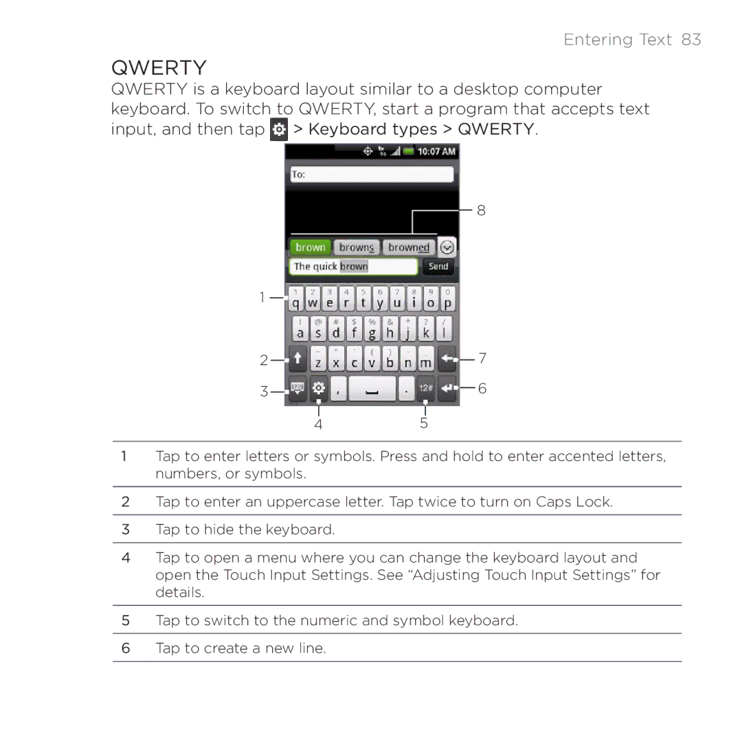 HTC 200 manual Qwerty, Entering Text  